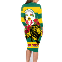 Togo Independence Day Family Matching Long Sleeve Bodycon Dress and Hawaiian Shirt Lion With Rosa Flag Style - Wonder Print Shop