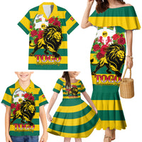 Togo Independence Day Family Matching Mermaid Dress and Hawaiian Shirt Lion With Rosa Flag Style - Wonder Print Shop