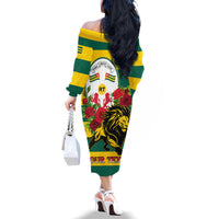 Togo Independence Day Family Matching Off Shoulder Long Sleeve Dress and Hawaiian Shirt Lion With Rosa Flag Style - Wonder Print Shop