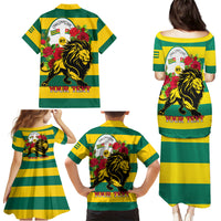 Togo Independence Day Family Matching Puletasi and Hawaiian Shirt Lion With Rosa Flag Style - Wonder Print Shop