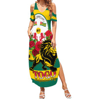 Togo Independence Day Family Matching Summer Maxi Dress and Hawaiian Shirt Lion With Rosa Flag Style - Wonder Print Shop
