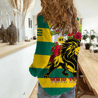 Togo Independence Day Women Casual Shirt Lion With Rosa Flag Style - Wonder Print Shop