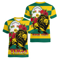 Togo Independence Day Women V Neck T Shirt Lion With Rosa Flag Style - Wonder Print Shop