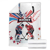 USA vs Canada Ice Hockey Face Off Blanket Stars Maple Leaf