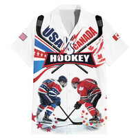 Custom USA vs Canada Ice Hockey Face Off Family Matching Mermaid Dress and Hawaiian Shirt Stars Maple Leaf