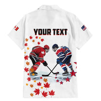 Custom USA vs Canada Ice Hockey Face Off Family Matching Mermaid Dress and Hawaiian Shirt Stars Maple Leaf