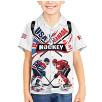 Custom USA vs Canada Ice Hockey Face Off Family Matching Mermaid Dress and Hawaiian Shirt Stars Maple Leaf