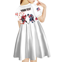 Custom USA vs Canada Ice Hockey Face Off Kid Short Sleeve Dress Stars Maple Leaf
