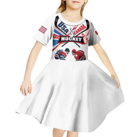 Custom USA vs Canada Ice Hockey Face Off Kid Short Sleeve Dress Stars Maple Leaf