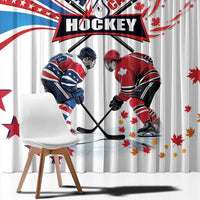 USA vs Canada Ice Hockey Face Off Window Curtain Stars Maple Leaf