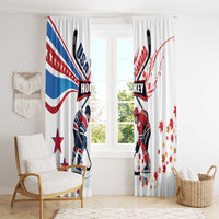 USA vs Canada Ice Hockey Face Off Window Curtain Stars Maple Leaf