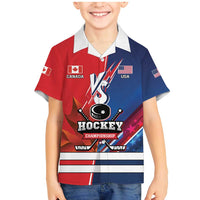 Custom USA vs Canada Ice Hockey Face Off Family Matching Mermaid Dress and Hawaiian Shirt Hockey Championship