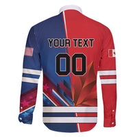 Custom USA vs Canada Ice Hockey Face Off Family Matching Short Sleeve Bodycon Dress and Hawaiian Shirt Hockey Championship