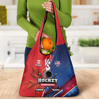 USA vs Canada Ice Hockey Face Off Grocery Bag Hockey Championship
