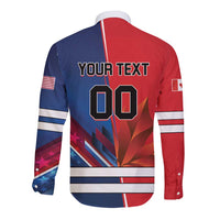 Custom USA vs Canada Ice Hockey Face Off Long Sleeve Button Shirt Hockey Championship