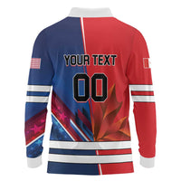 Custom USA vs Canada Ice Hockey Face Off Long Sleeve Polo Shirt Hockey Championship