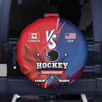 USA vs Canada Ice Hockey Face Off Spare Tire Cover Hockey Championship