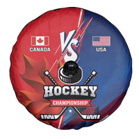 USA vs Canada Ice Hockey Face Off Spare Tire Cover Hockey Championship