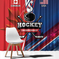 USA vs Canada Ice Hockey Face Off Window Curtain Hockey Championship