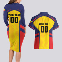 Custom Ecuador Rugby Couples Matching Long Sleeve Bodycon Dress and Hawaiian Shirt Los Piqueros Go Champions