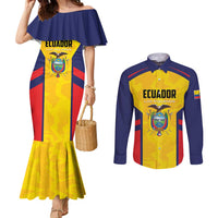 Custom Ecuador Rugby Couples Matching Mermaid Dress and Long Sleeve Button Shirt Los Piqueros Go Champions