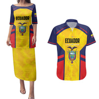 Custom Ecuador Rugby Couples Matching Puletasi and Hawaiian Shirt Los Piqueros Go Champions