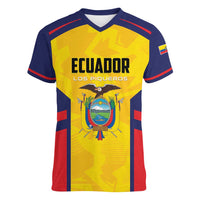Custom Ecuador Rugby Women V-Neck T-Shirt Los Piqueros Go Champions