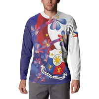 Philippines Sun Plumeria Floral Button Sweatshirt Unique Stylized