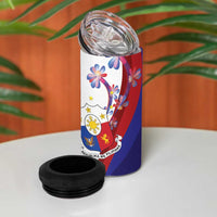Philippines Sun Plumeria Floral 4 in 1 Can Cooler Tumbler Unique Stylized