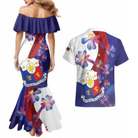 Philippines Sun Plumeria Floral Couples Matching Mermaid Dress and Hawaiian Shirt Unique Stylized