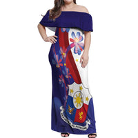 Philippines Sun Plumeria Floral Off Shoulder Maxi Dress Unique Stylized