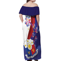 Philippines Sun Plumeria Floral Off Shoulder Maxi Dress Unique Stylized