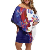 Philippines Sun Plumeria Floral Off Shoulder Short Dress Unique Stylized