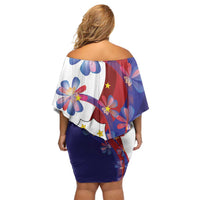 Philippines Sun Plumeria Floral Off Shoulder Short Dress Unique Stylized