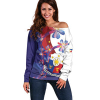 Philippines Sun Plumeria Floral Off Shoulder Sweater Unique Stylized