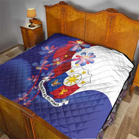 Philippines Sun Plumeria Floral Quilt Unique Stylized