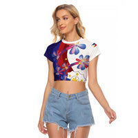 Philippines Sun Plumeria Floral Raglan Cropped T Shirt Unique Stylized