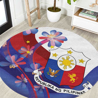 Philippines Sun Plumeria Floral Round Carpet Unique Stylized