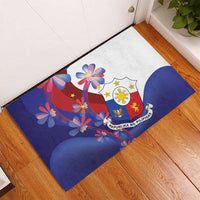 Philippines Sun Plumeria Floral Rubber Doormat Unique Stylized