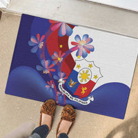 Philippines Sun Plumeria Floral Rubber Doormat Unique Stylized