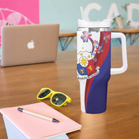 Philippines Sun Plumeria Floral Tumbler With Handle Unique Stylized