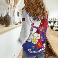 Philippines Sun Plumeria Floral Women Casual Shirt Unique Stylized