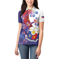 Philippines Sun Plumeria Floral Women Polo Shirt Unique Stylized