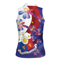 Philippines Sun Plumeria Floral Women Sleeveless Polo Shirt Unique Stylized