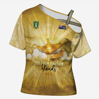 Personalised British Virgin Islands Cross Shoulder Shirt Vintage Gold Oil Lamp