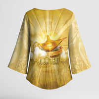 Personalised British Virgin Islands Kimono Sleeve Blouse Vintage Gold Oil Lamp