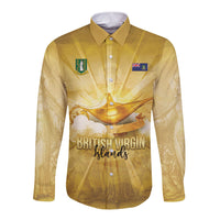 Personalised British Virgin Islands Long Sleeve Button Shirt Vintage Gold Oil Lamp