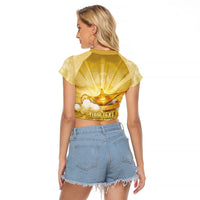 Personalised British Virgin Islands Raglan Cropped T Shirt Vintage Gold Oil Lamp