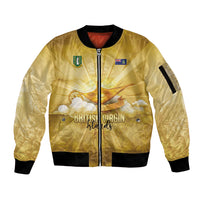 Personalised British Virgin Islands Sleeve Zip Bomber Jacket Vintage Gold Oil Lamp