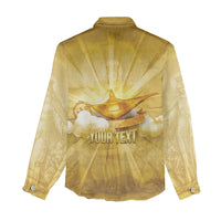 Personalised British Virgin Islands Women Casual Shirt Vintage Gold Oil Lamp